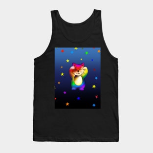 Cute rainbow lucky cat with stars Tank Top